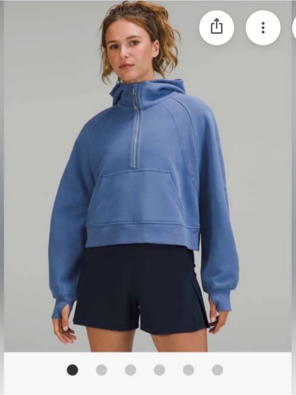 Lululemon Cropped Pullover Half-Zip Hoodie in Dusty Blue